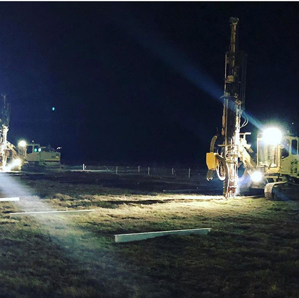 drilling machine at night