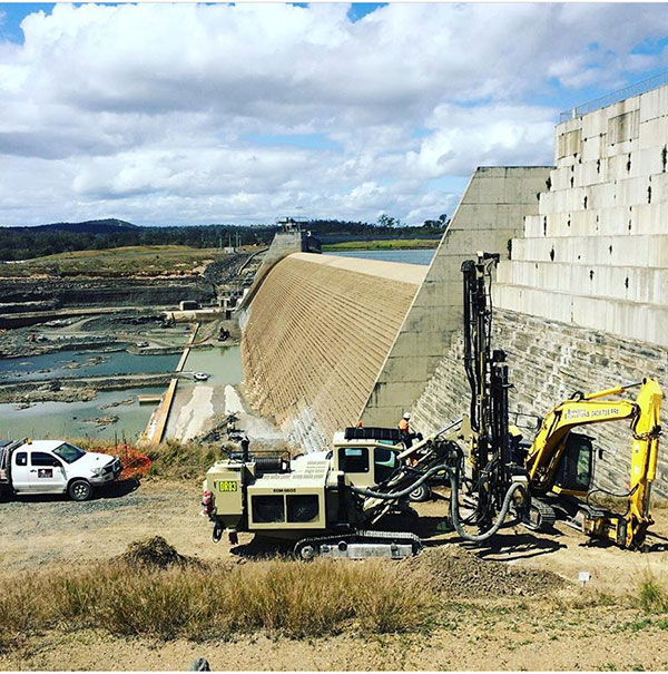 drilling machines at dam