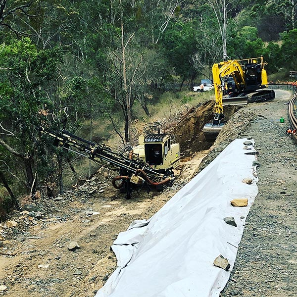 Toowoomba Slope Stabilisation Project Drilling Soil Nail Holes in Australia | 2020